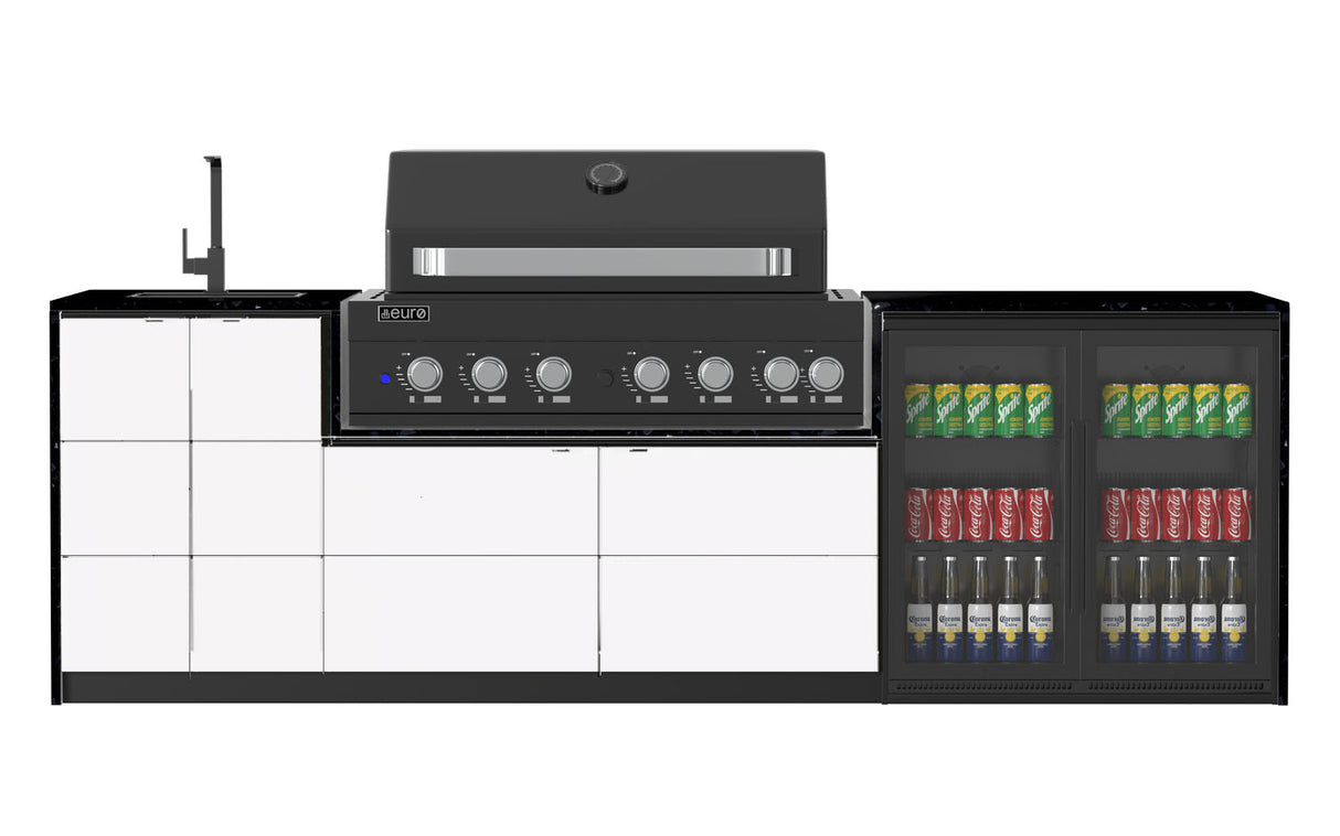 Euro Alfresco Monaco Outdoor Kitchen, Black Appliances, 2845mm Wide