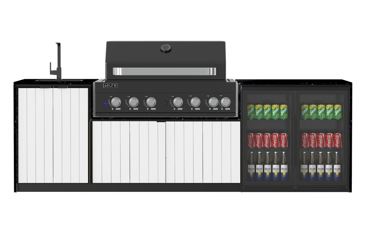 Euro Alfresco Monaco Outdoor Kitchen, Black Appliances, 2845mm Wide