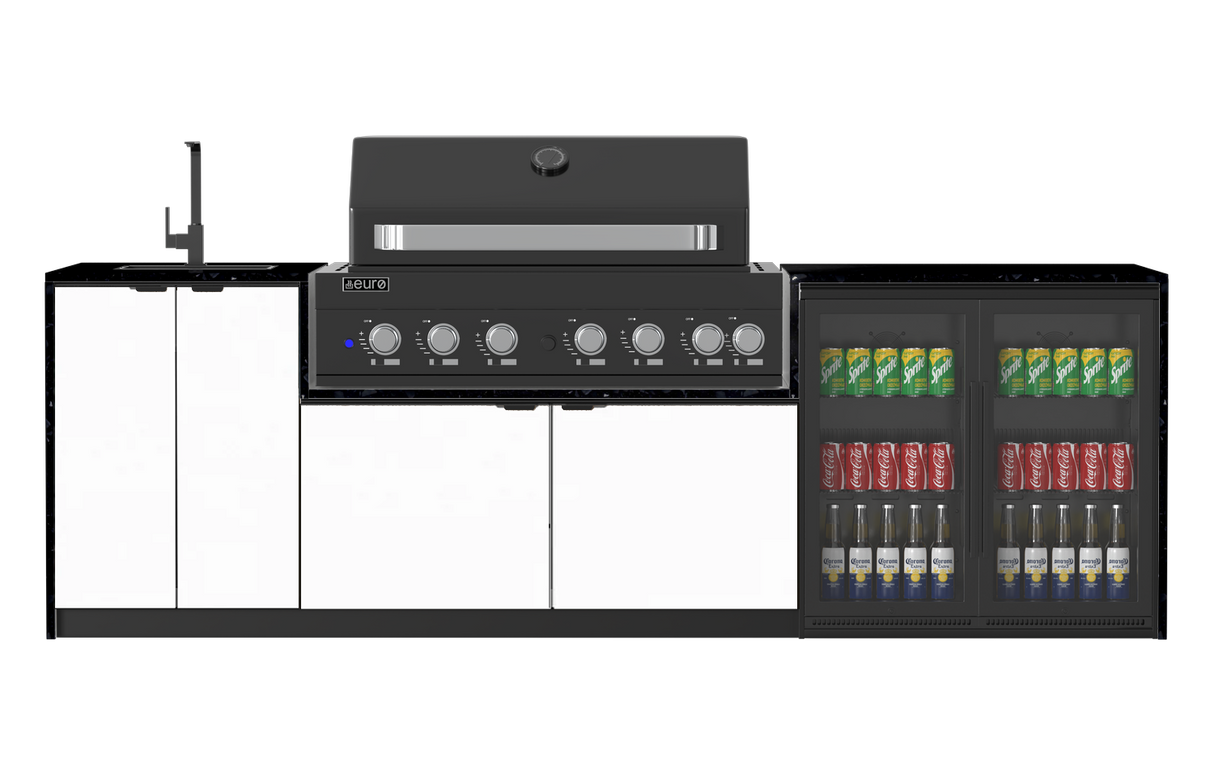 Euro Alfresco Monaco Outdoor Kitchen, Black Appliances, 2845mm Wide