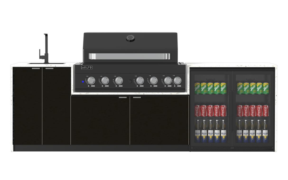Euro Alfresco Monaco Outdoor Kitchen, Black Appliances, 2845mm Wide