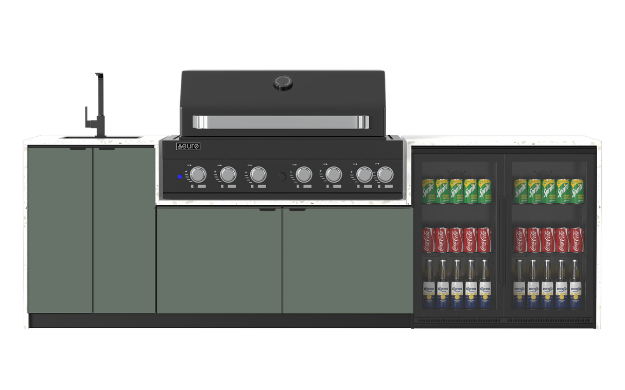 Euro Alfresco Monaco Outdoor Kitchen, Black Appliances, 2845mm Wide