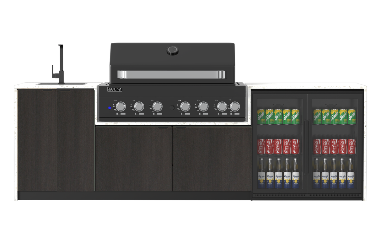 Euro Alfresco Monaco Outdoor Kitchen, Black Appliances, 2845mm Wide