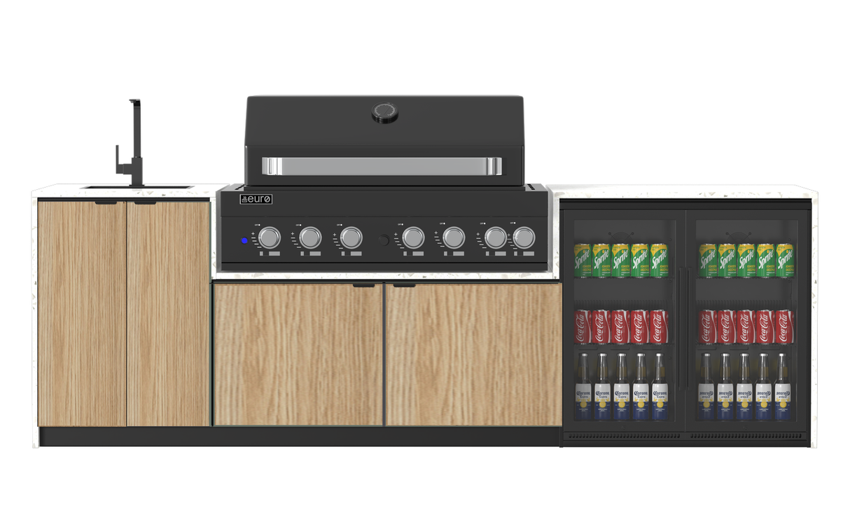 Euro Alfresco Monaco Outdoor Kitchen, Black Appliances, 2845mm Wide