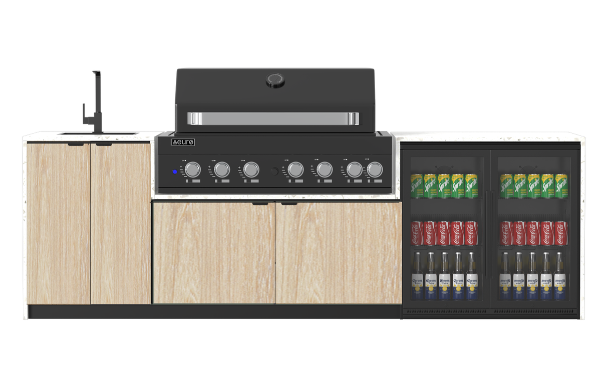 Euro Alfresco Monaco Outdoor Kitchen, Black Appliances, 2845mm Wide