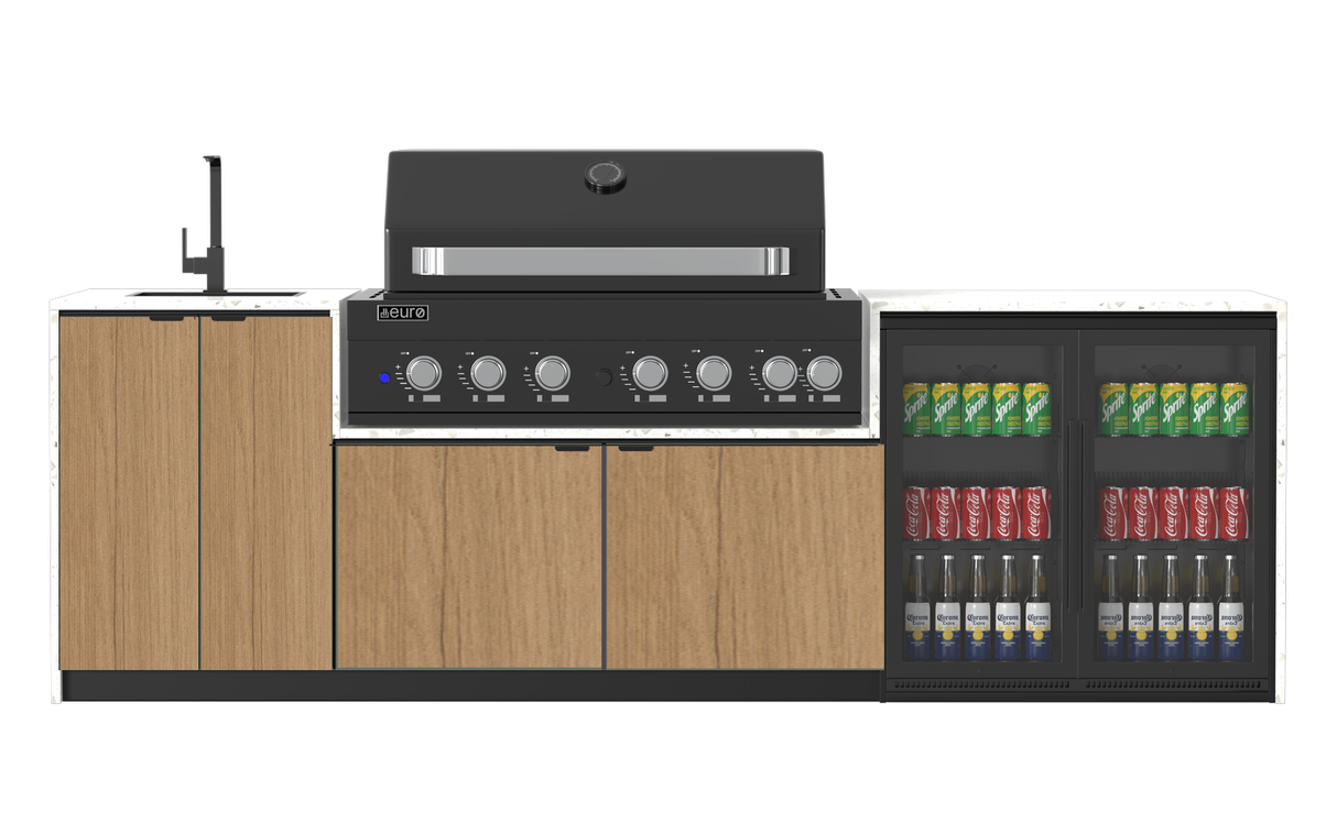 Euro Alfresco Monaco Outdoor Kitchen, Black Appliances, 2845mm Wide