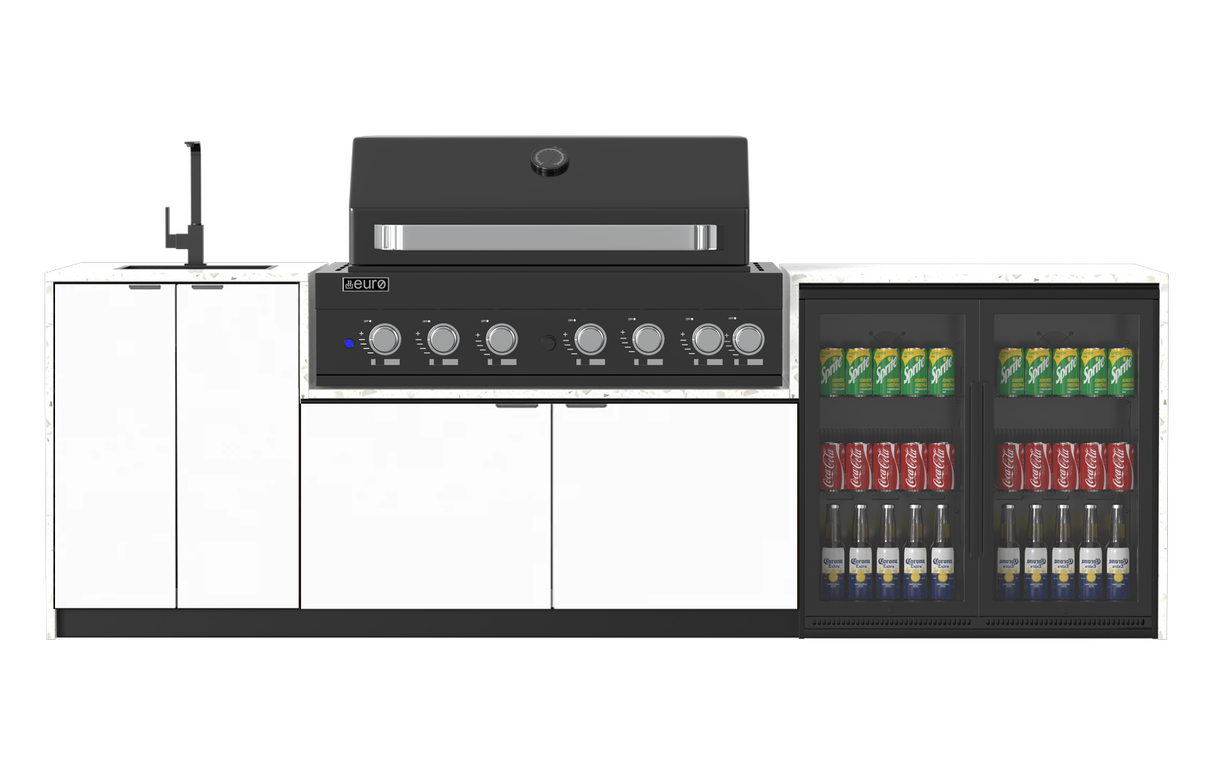 Euro Alfresco Monaco Outdoor Kitchen, Black Appliances, 2845mm Wide