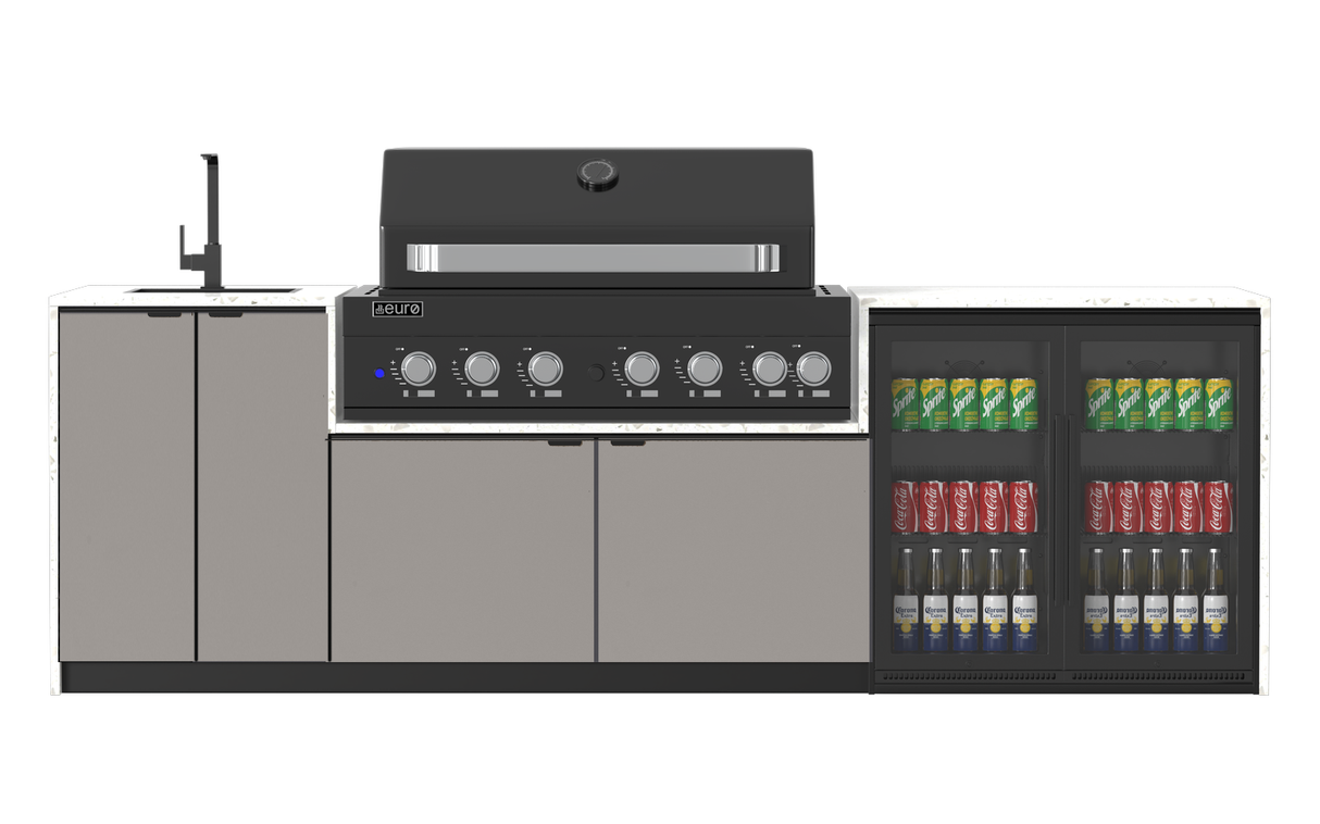 Euro Alfresco Monaco Outdoor Kitchen, Black Appliances, 2845mm Wide