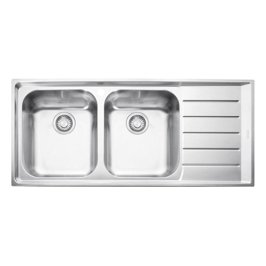 Franke NEX621RHD Neptune Double Bowl Sink with Right Hand Drainer, Stainless Steel