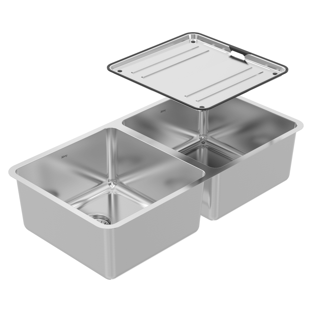 Abey Lago Double Bowl Sink, 830x440mm, Topmount/Undermount, Stainless Steel, NL200