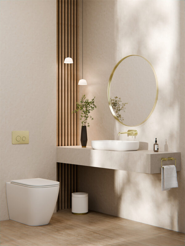 Nero ZEN SS316L Wall Basin/Bath Mixer - Brushed Gold