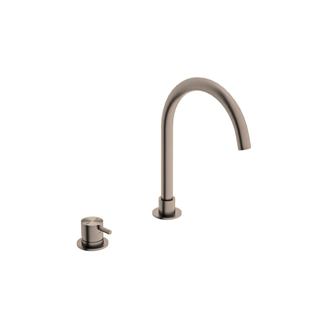 Nero NR221901bBZ Mecca Hob Basin Mixer with Round Swivel Spout - Brushed Bronze