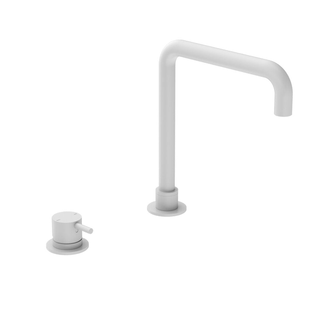 Nero NR221901cMW Mecca Hob Basin Mixer with Square Swivel Spout - Matte White