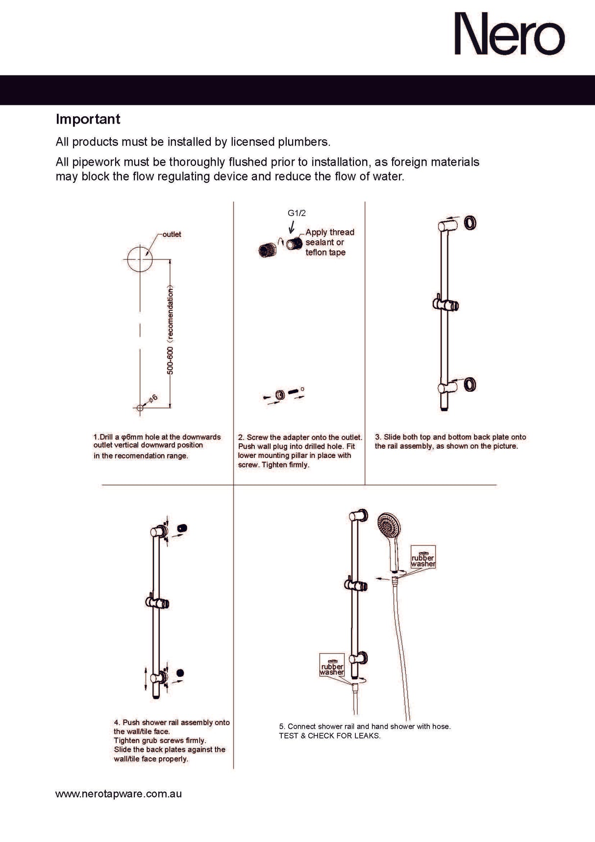 Nero Mecca Rail Shower With Air Shower Chrome NR221905aCH
