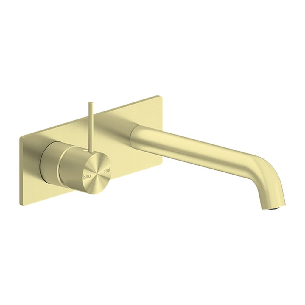 Nero Mecca Wall Mixer Set Basin / Bath Handle Up - Brushed Gold