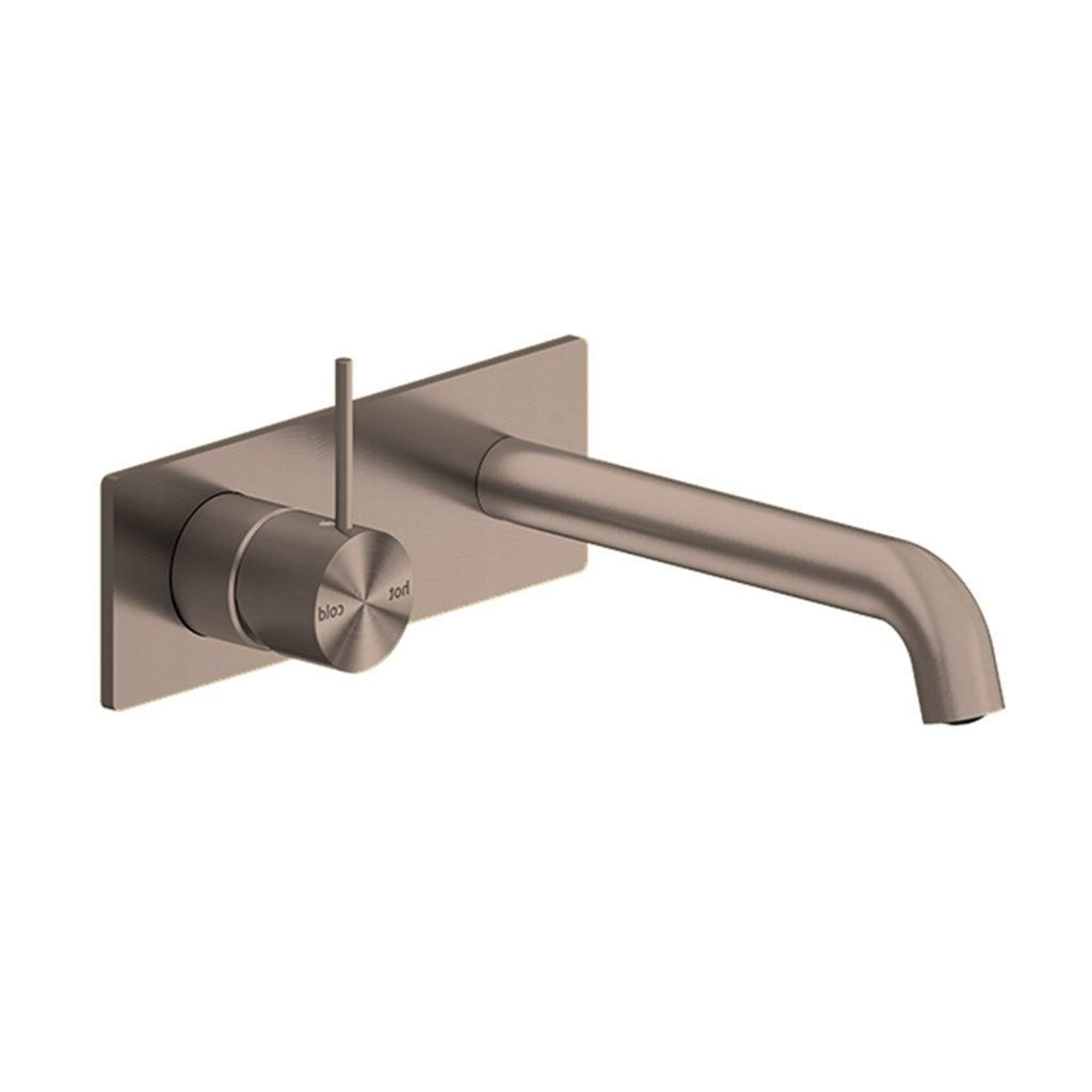 Nero Mecca Wall Mixer Set Basin / Bath Handle Up - Brushed Bronze