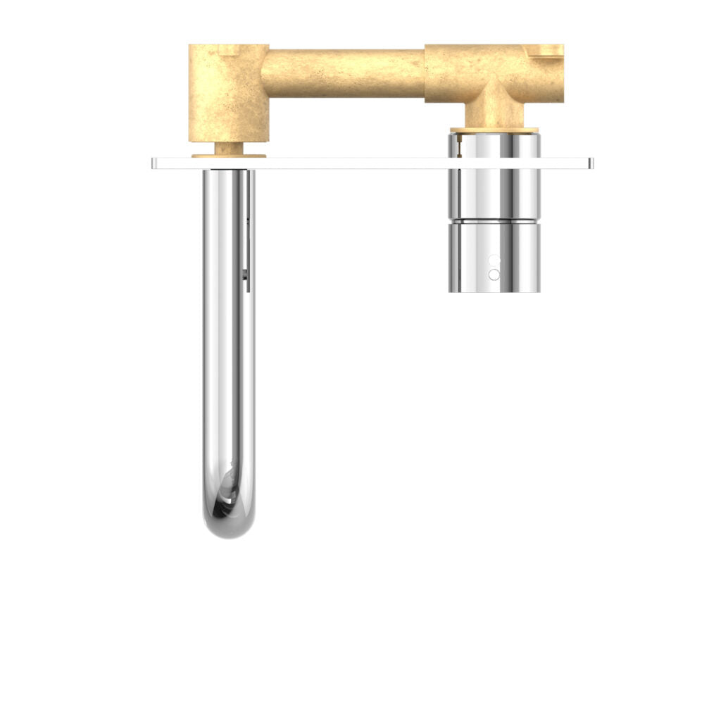 Nero Mecca Wall Mixer Set Basin / Bath Handle Up - Chrome