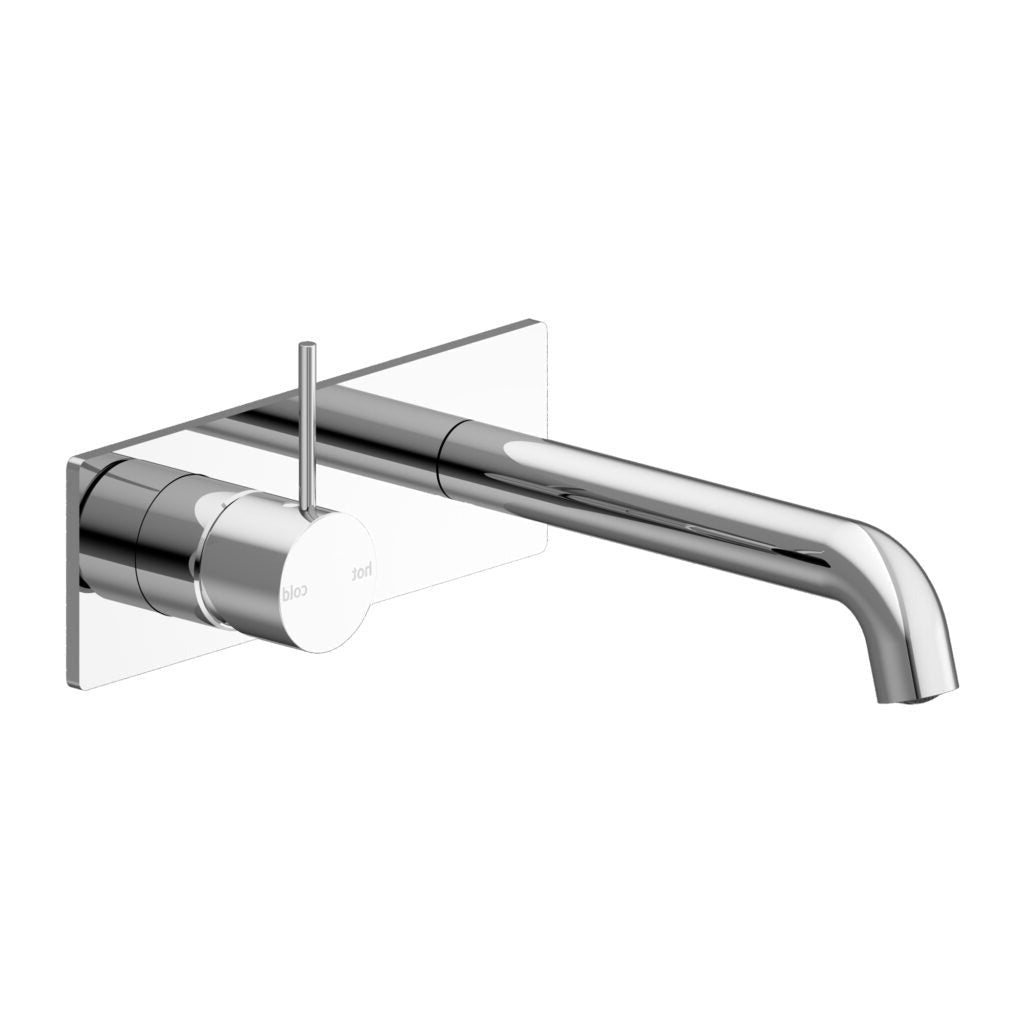 Nero Mecca Wall Mixer Set Basin / Bath Handle Up - Chrome