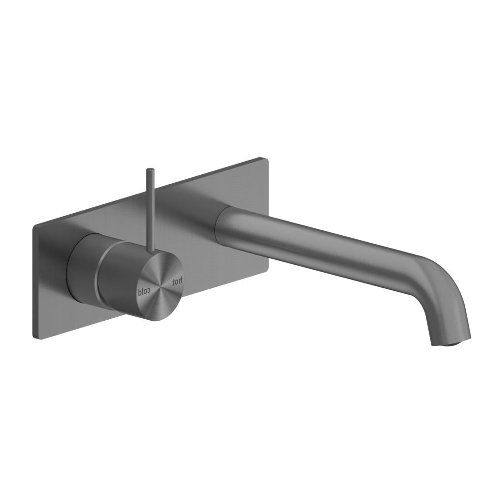 Nero Mecca Wall Mixer Set Basin / Bath Handle Up - Gunmetal Grey