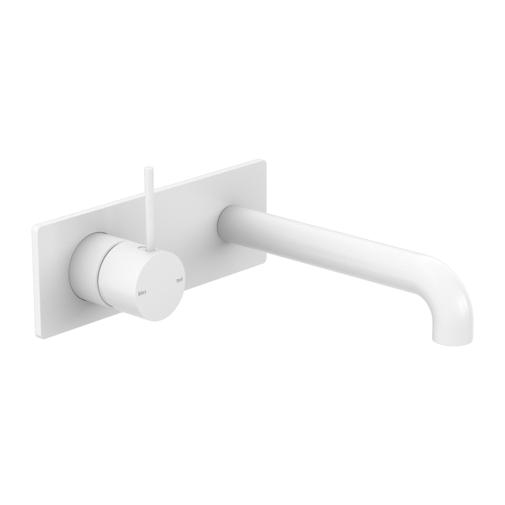 Nero Mecca Wall Mixer Set Basin / Bath Handle Up - Matte White