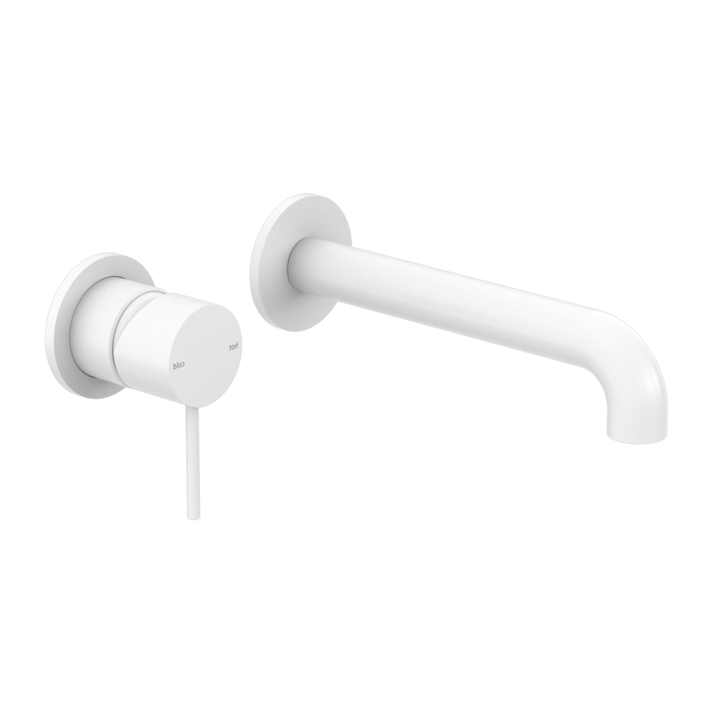 Nero Mecca Wall Mixer Set Basin / Bath (Separate Backplates) - Matte White
