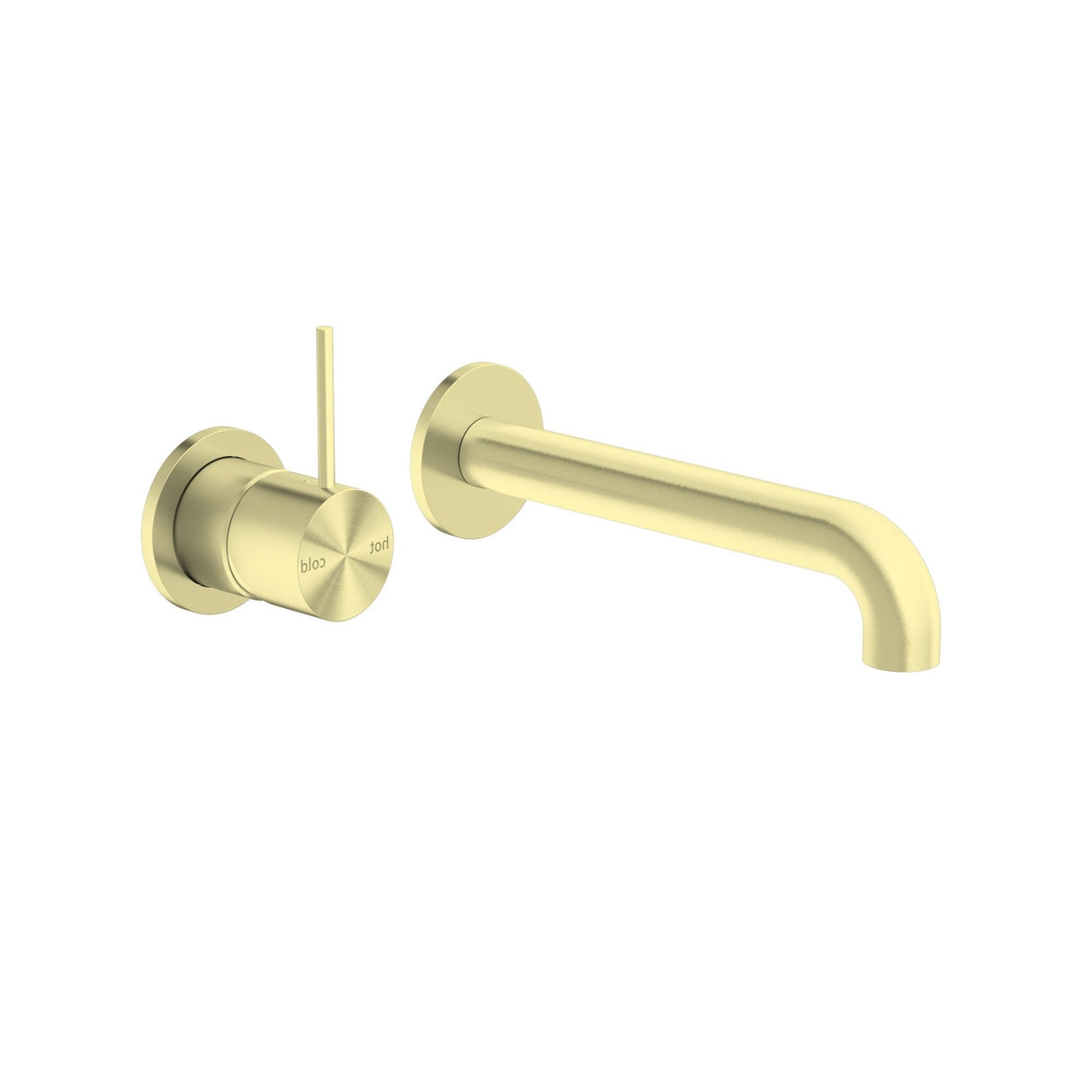 Nero Mecca Wall Mixer Set Basin / Bath (Separate Backplates) Handle Up - Brushed Gold