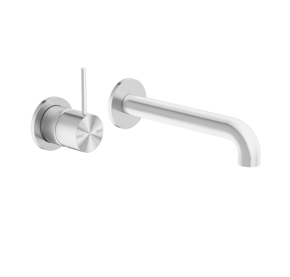 Nero Mecca Wall Mixer Set Basin / Bath (Separate Backplates) Handle Up - Brushed Nickel