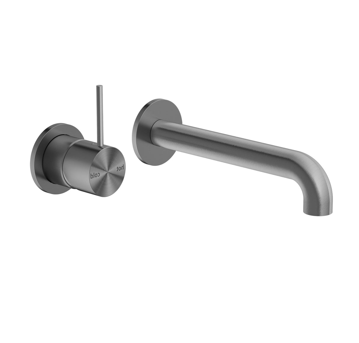 Nero Mecca Wall Mixer Set Basin / Bath (Separate Backplates) Handle Up - Gunmetal Grey