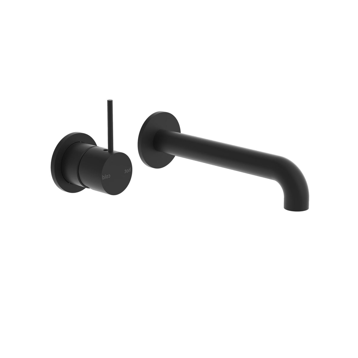 Nero Mecca Wall Mixer Set Basin / Bath (Separate Backplates) Handle Up - Matte Black