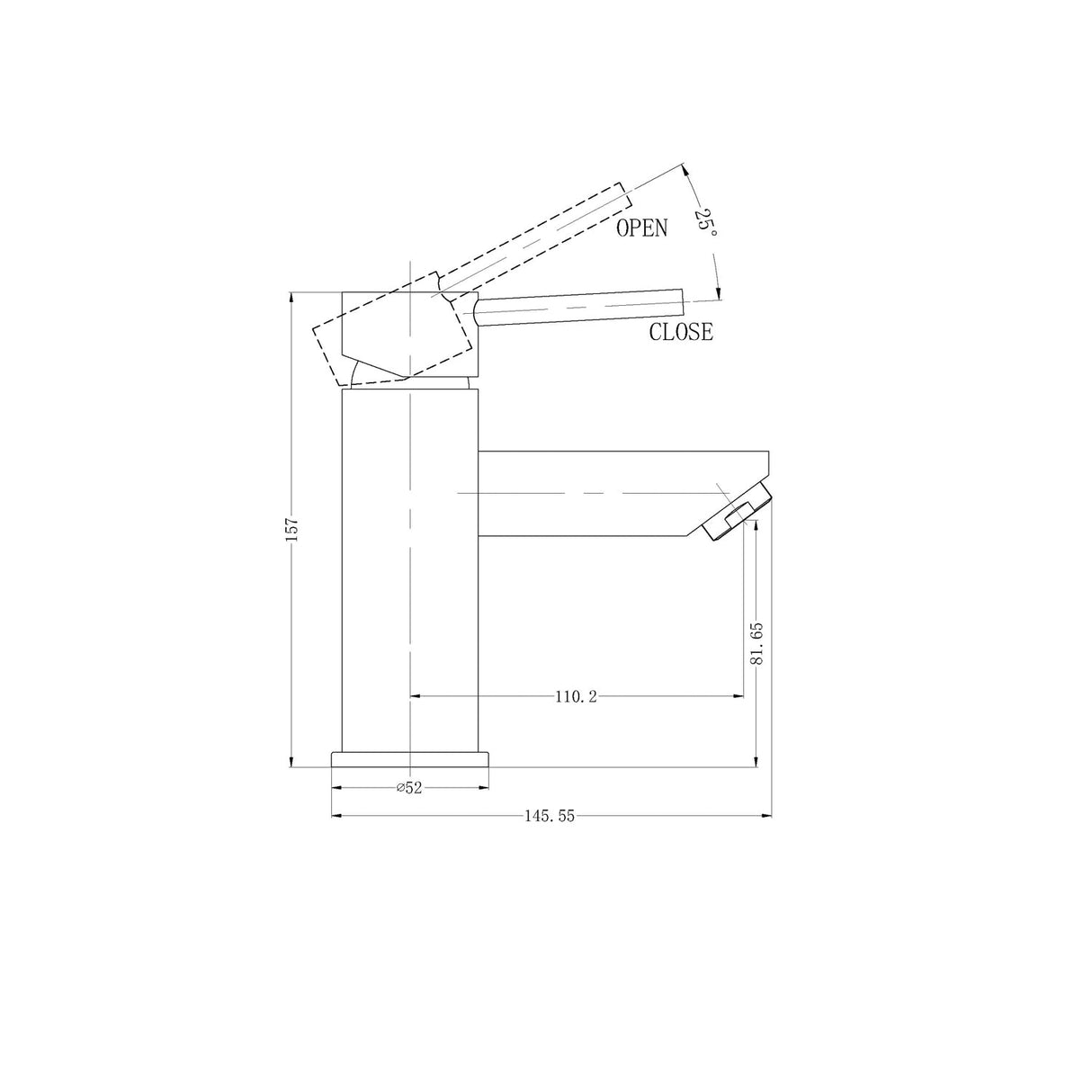 Nero NR250802MB Dolce Basin Mixer Straight Spout - Matte Black