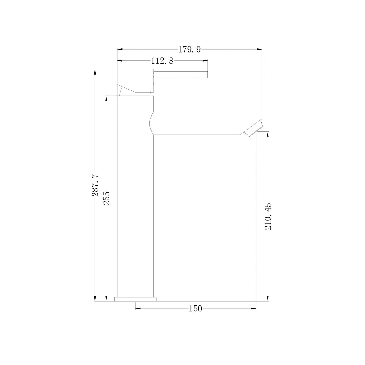 Nero NR250804MB Dolce Tall Basin Mixer - Matte Black