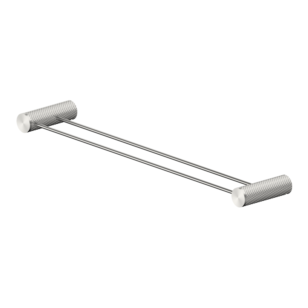 Nero Opal Double Towel Rail - Brushed Nickel