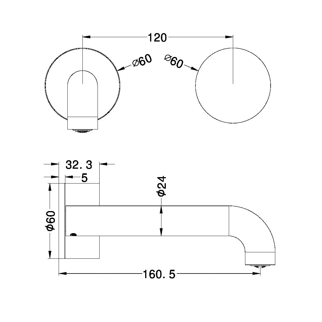 Nero Kara Progressive Wall Basin Mixer Set - Chrome