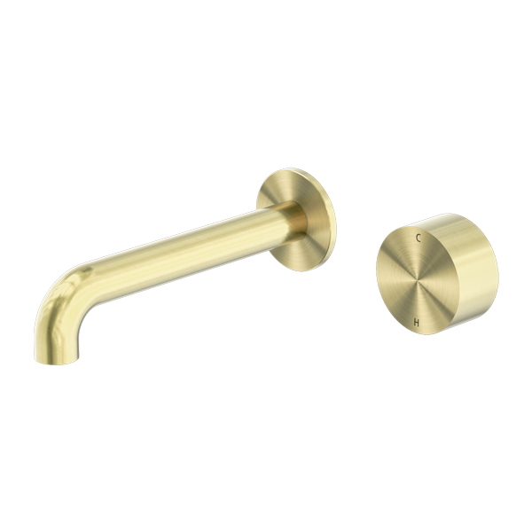 Nero Kara Progressive Wall Basin Mixer Set - Brushed Gold