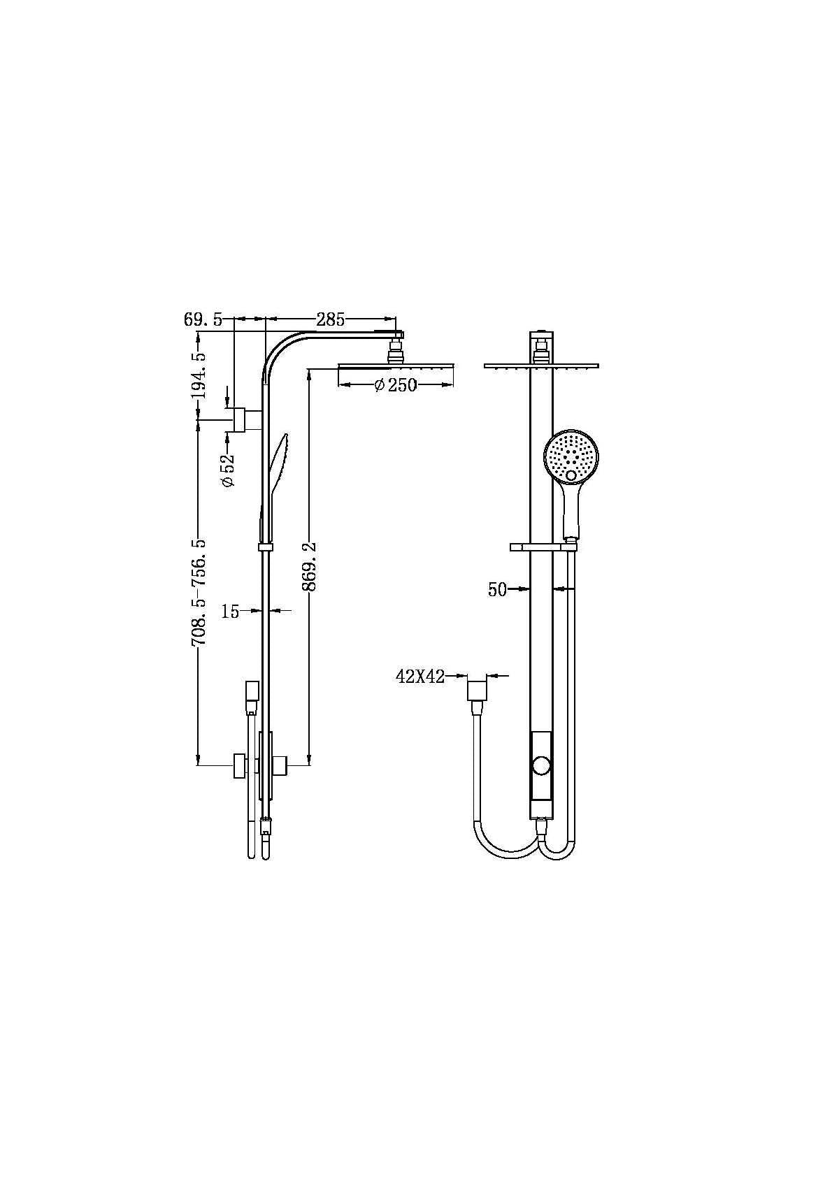 Nero Astra Rain Round Shower Set Double Hose Chrome NR281305BCH