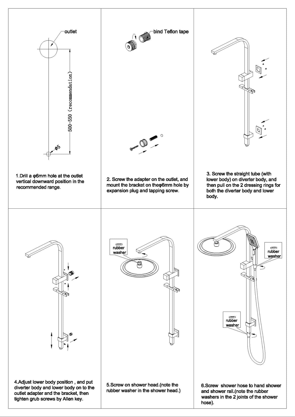 Nero Celia Shower Set Square Head Matte Black NR301505CMB