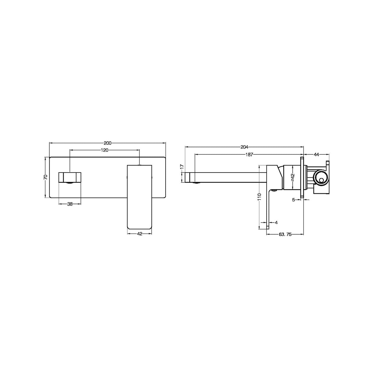 Nero NR301507aMB Celia Wall Basin/Bath Mixer - Matte Black