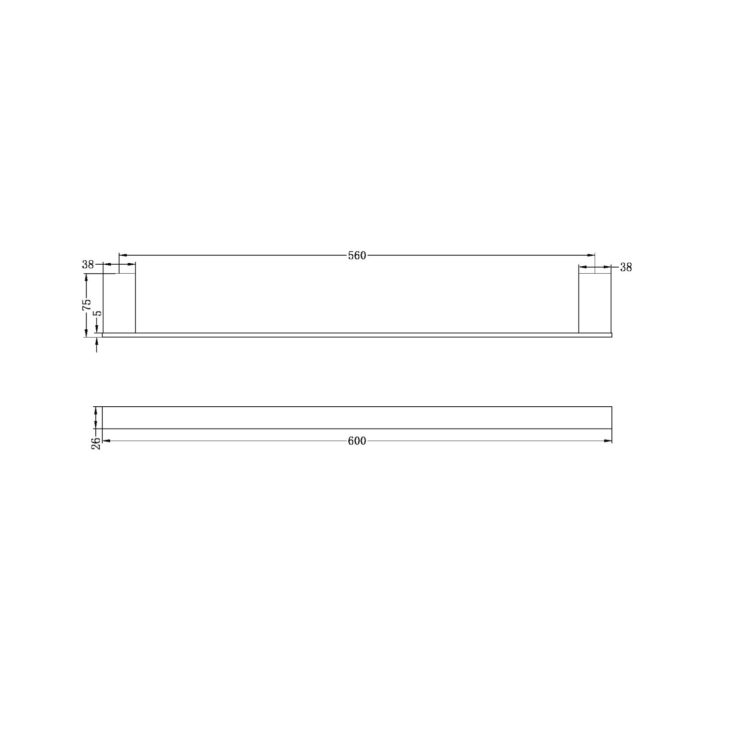 Nero NR4624MB Celia Single Towel Rail 600mm - Matte Black