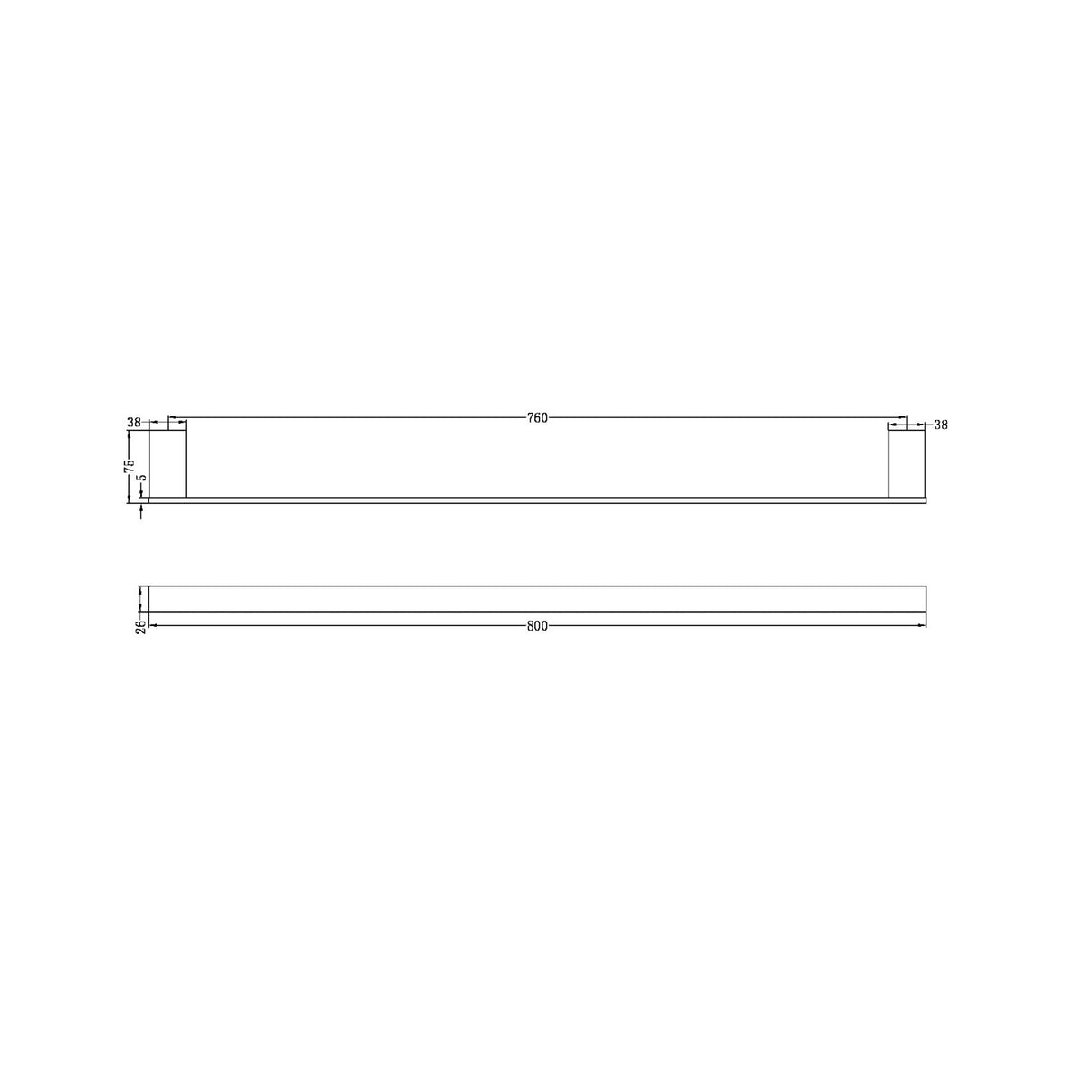 Nero NR4630MB Celia Single Towel Rail 800mm - Matte Black