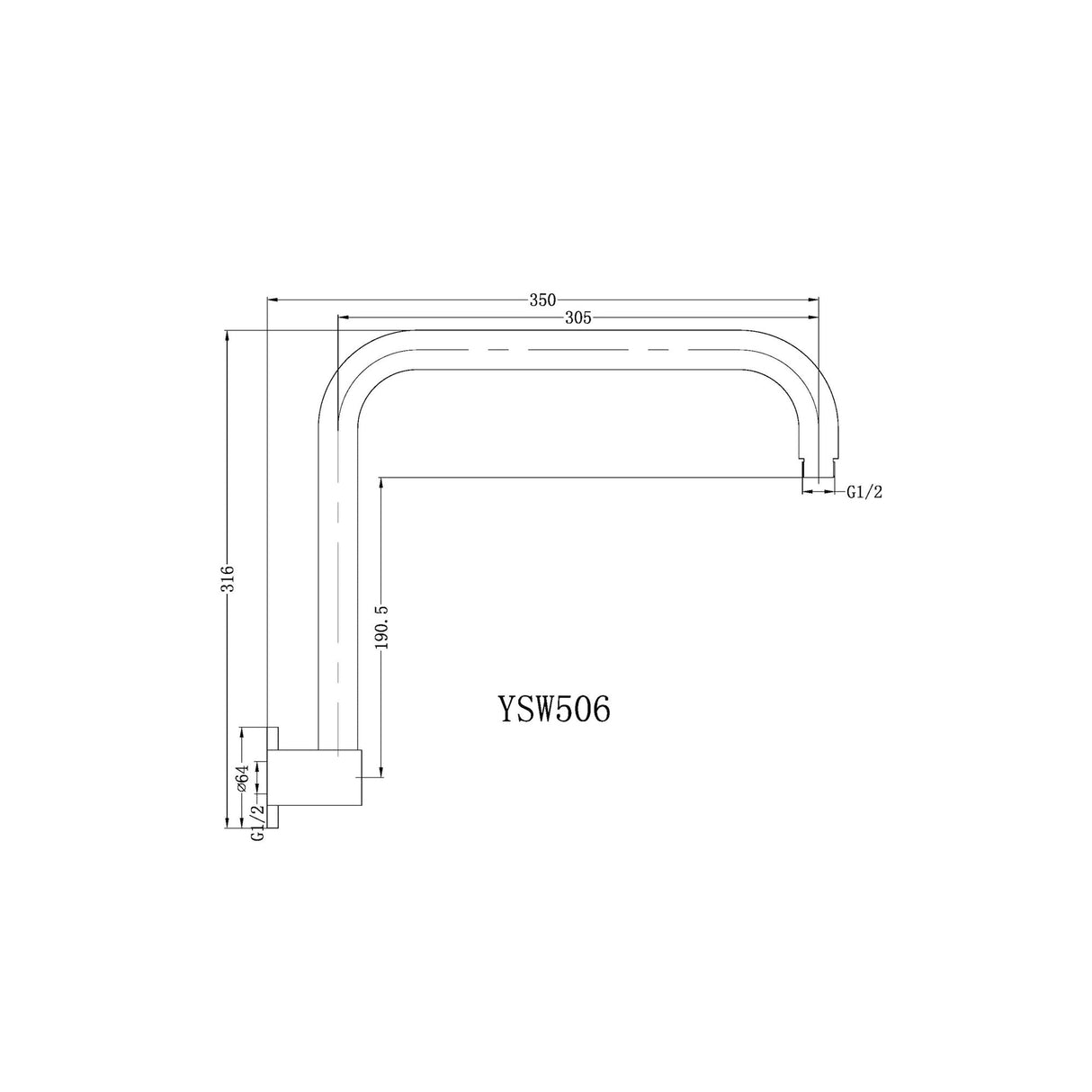 Nero NR506BN Round Swivel Shower Arm - Brushed Nickel