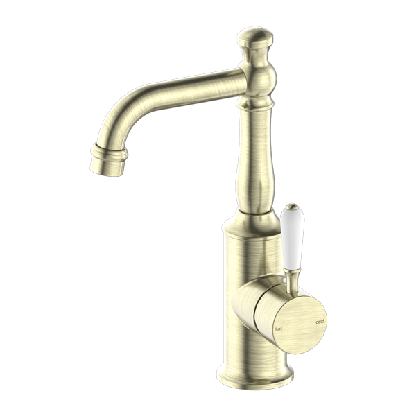 Nero York Basin Mixer Spout - Aged Brass