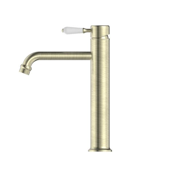 Nero York Straight Tall Basin Mixer - Aged Brass