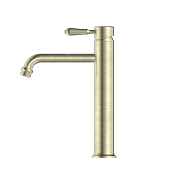 Nero York Straight Tall Basin Mixer - Aged Brass