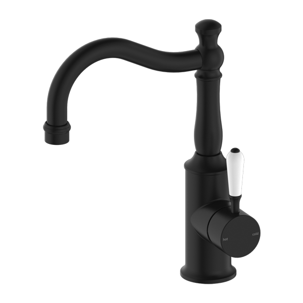 Nero York Basin Mixer Hook Spout - Matte Black