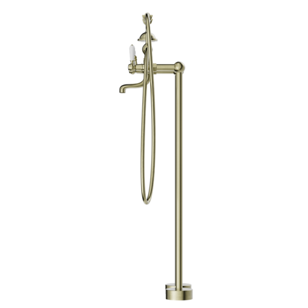 Nero York Freestanding Bath Set With Hand Shower - Aged Brass