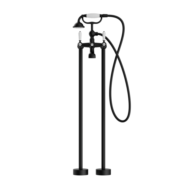 Nero York Freestanding Bath Set With Hand Shower - Matte Black