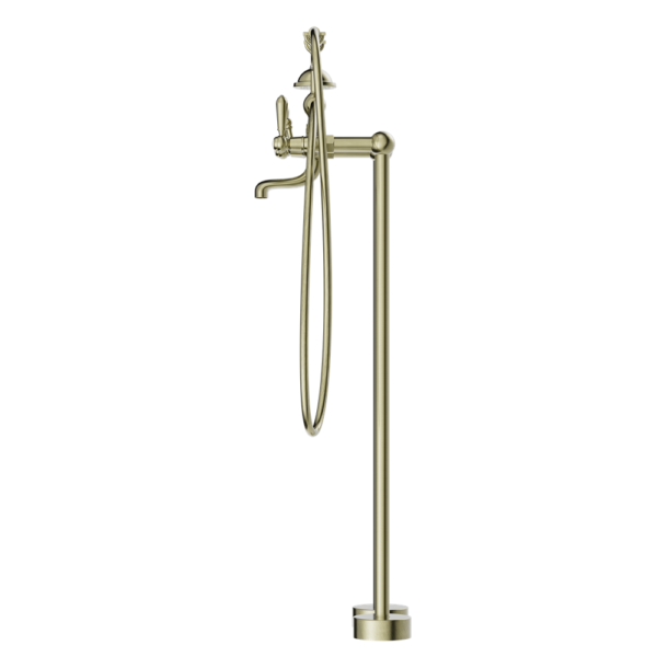 Nero York Freestanding Bath Set With Hand Shower - Aged Brass