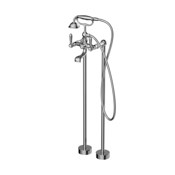 Nero York Freestanding Bath Set With Hand Shower - Chrome