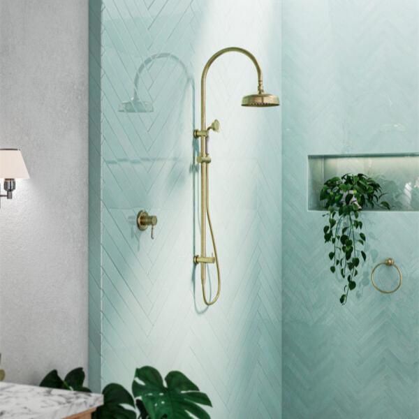 Nero York Shower Mixer With Lever - Aged Brass
