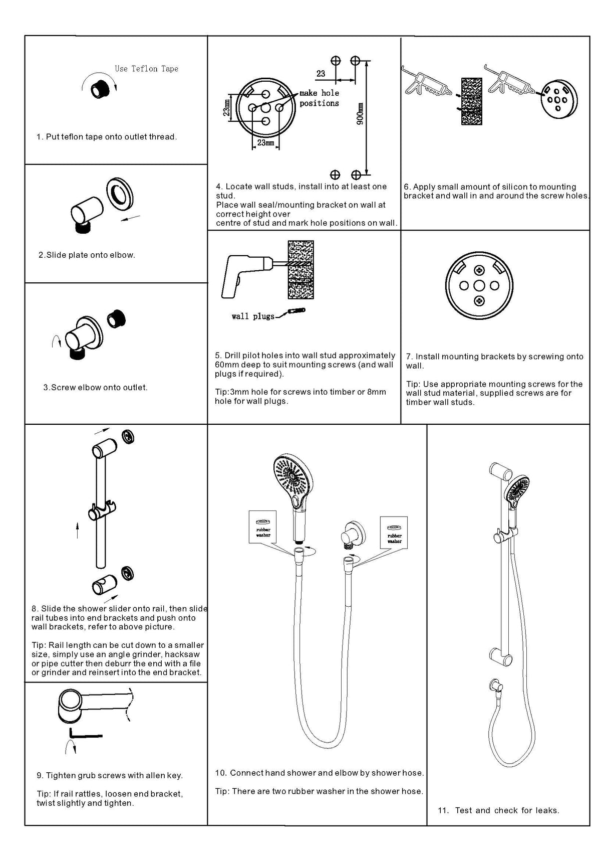 Nero Mecca Care 32mm Grab Rail And Adjustable Shower Rail Set 900mm Gun Metal NRCS005GM