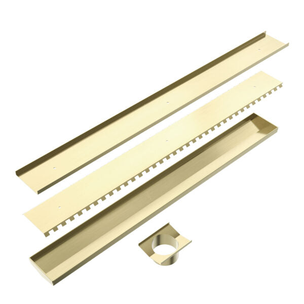 Nero NRFG002HSBG Tile Insert V Channel Floor Waste 50mm Outlet - Brushed Gold